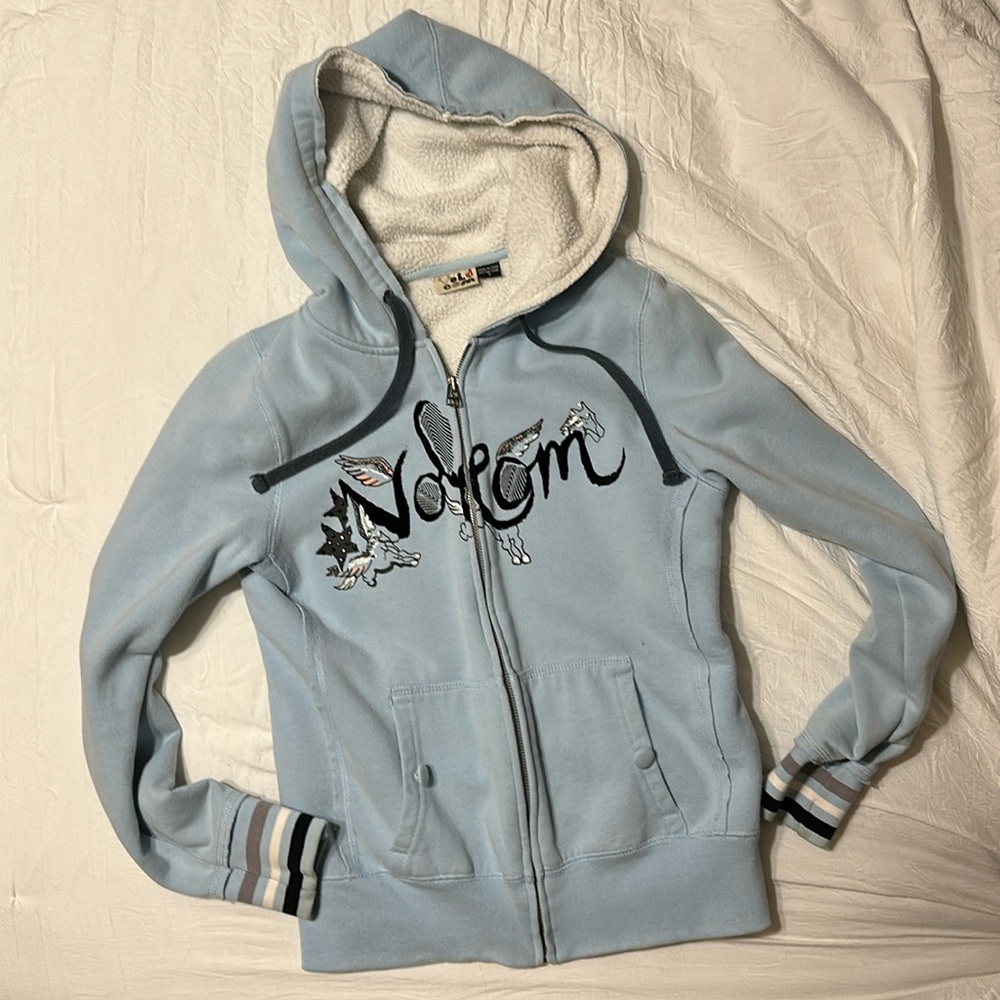 Fleece Lined Volcom Zip Up Hoodie